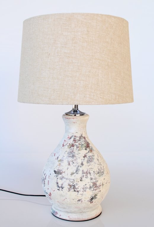 Distressed Natural Lamp Base Beige Shade